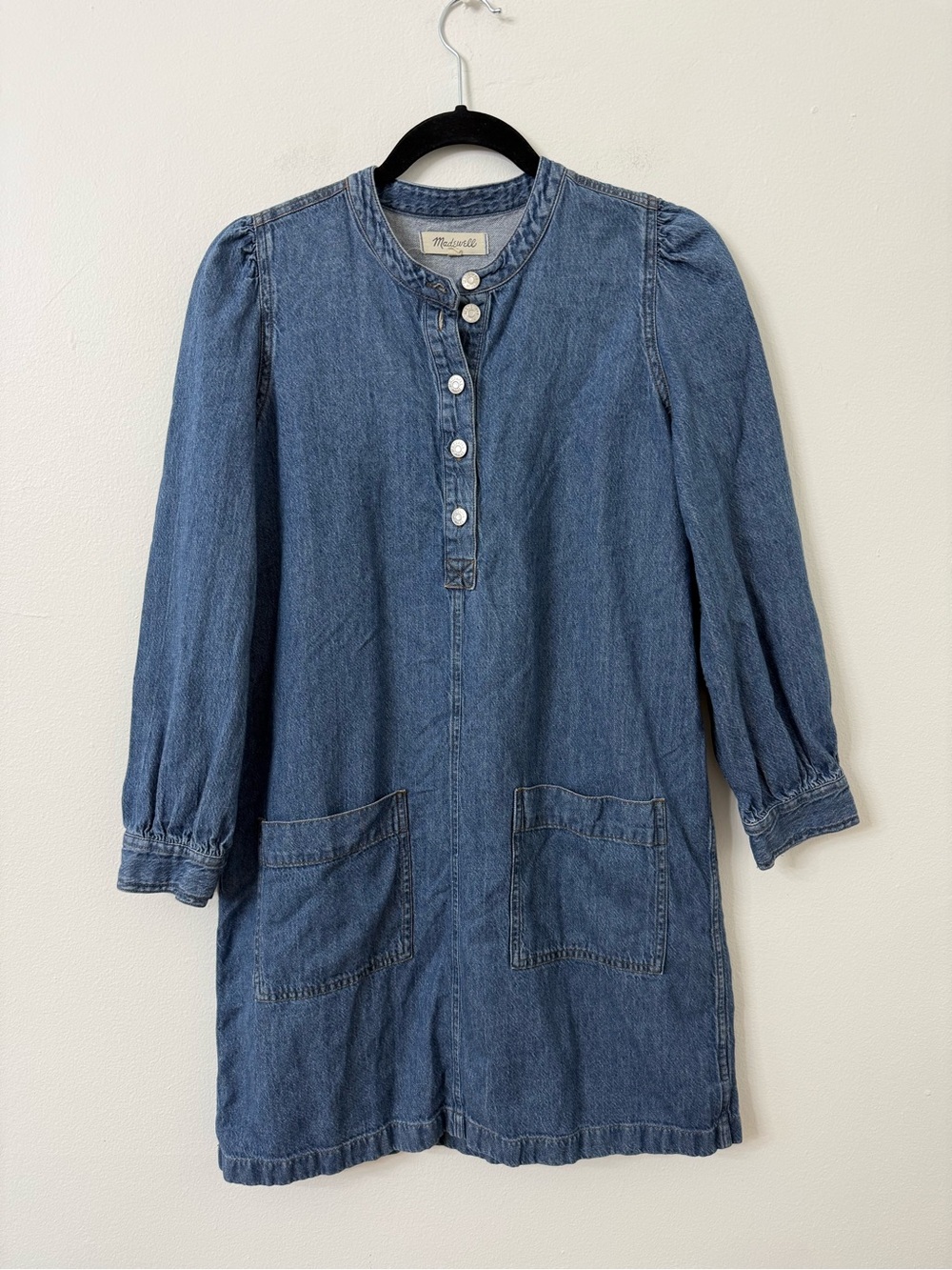 {S} Madewell Denim Button Front Tunic Dress Blue